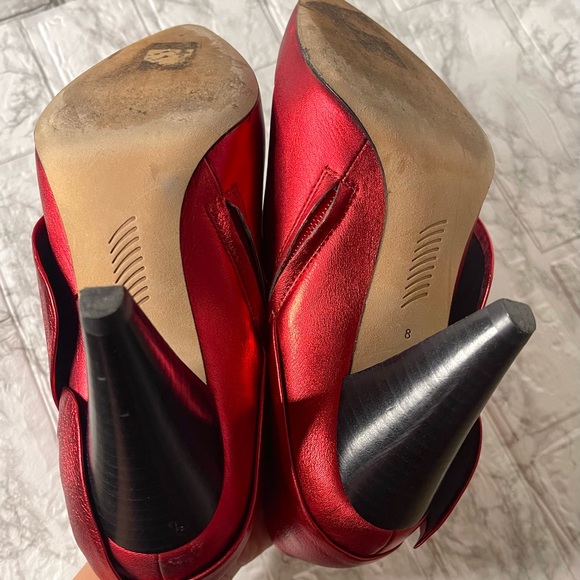 PAIGE Shoes Paige Catrine Shimmer Bow Bootie Metallic Red Ankle